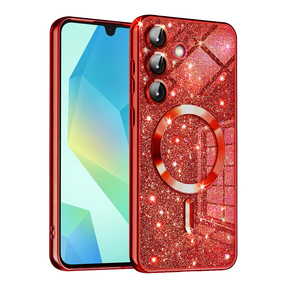 Custodia MagSafe per Samsung Galaxy A16 5G A166 / A16 4G A165, Techsuit, Luxury Glitter, Rosa - immagine 1