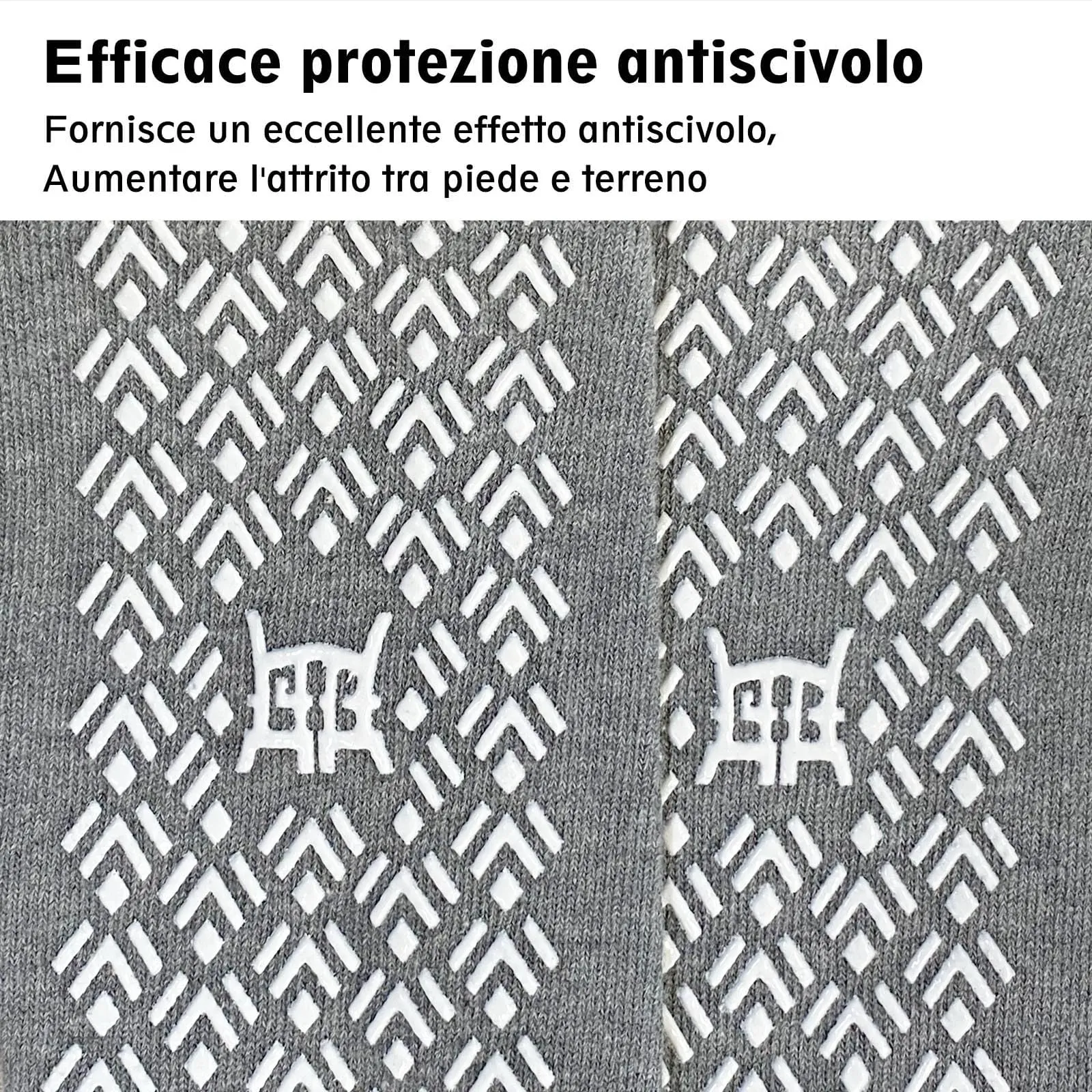 PUTUO Uomo Calze Antiscivolo in Cotone: Calzini Antiscivolo Sportivi Traspiranti con Grip in Gomma per Ciclismo Trekking Yoga e Pilates Nero 47-50 4 Paia - immagine 5