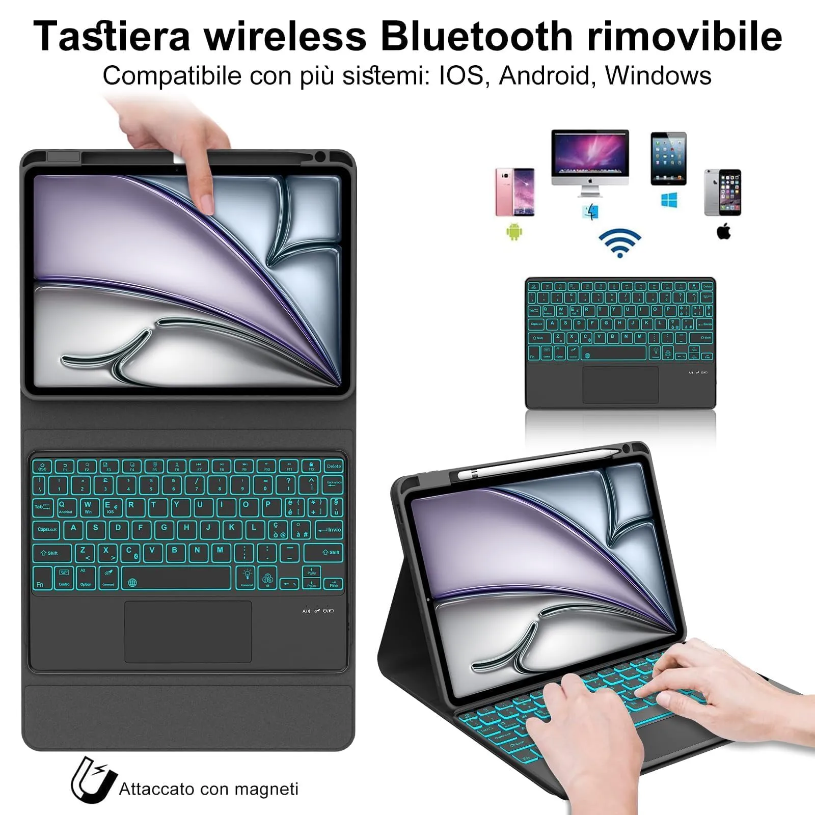 Cover Tastiera per iPad Air 11 M4 2026/M3 2025/M2 2024 11 Pollici - immagine 3