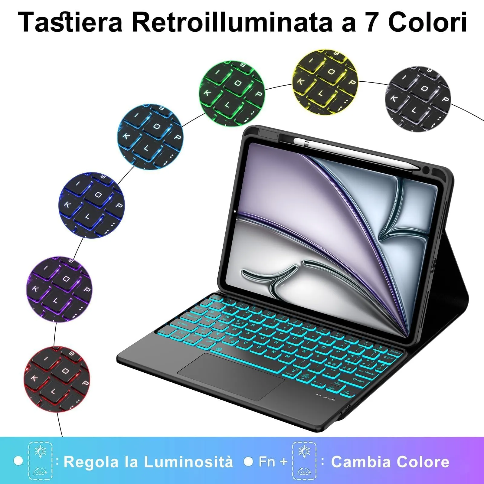Cover Tastiera per iPad Air 11 M4 2026/M3 2025/M2 2024 11 Pollici - immagine 5