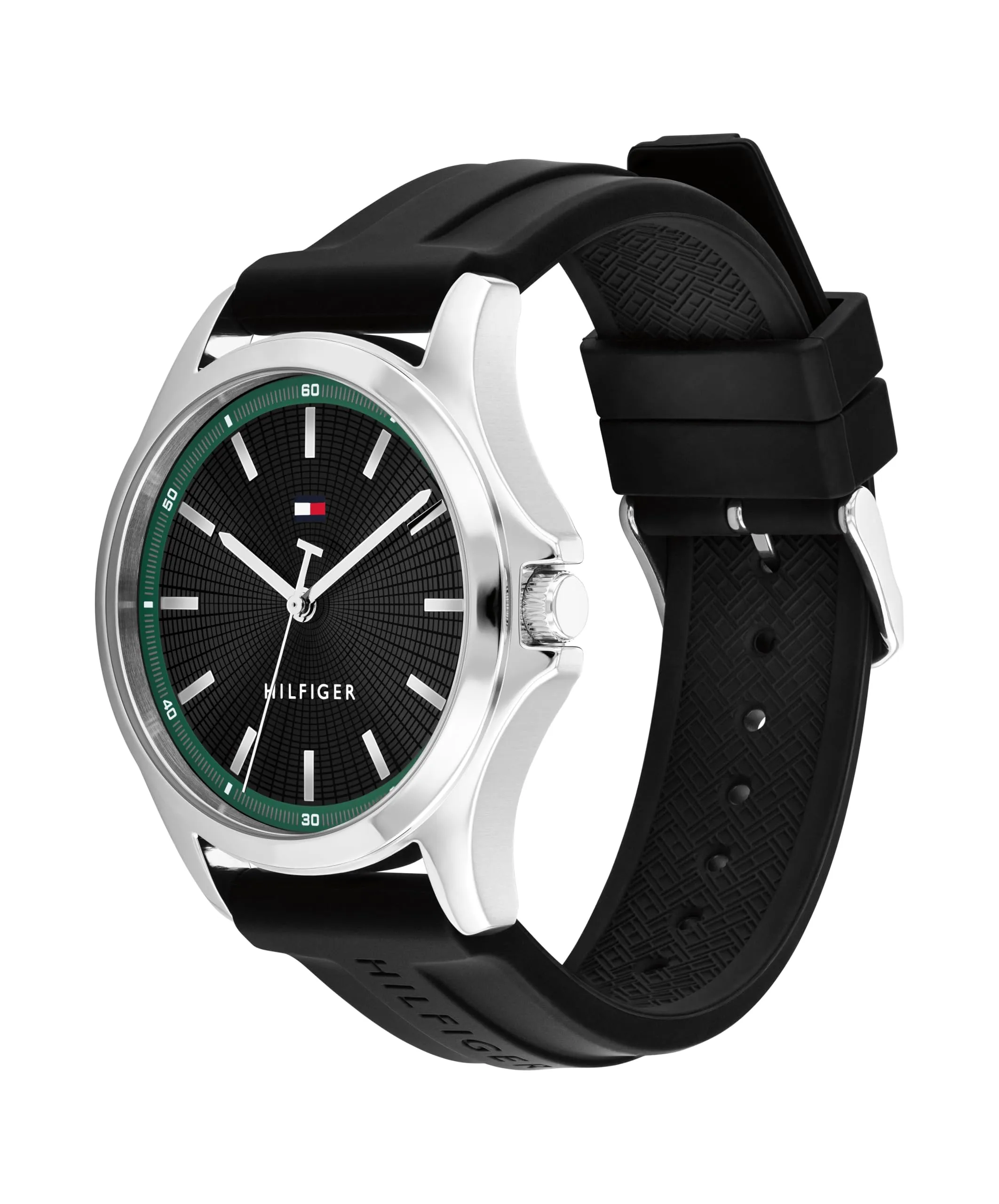 Orologio analogico al quarzo Tommy Hilfiger da uomo con cinturino in silicone nero - immagine 2