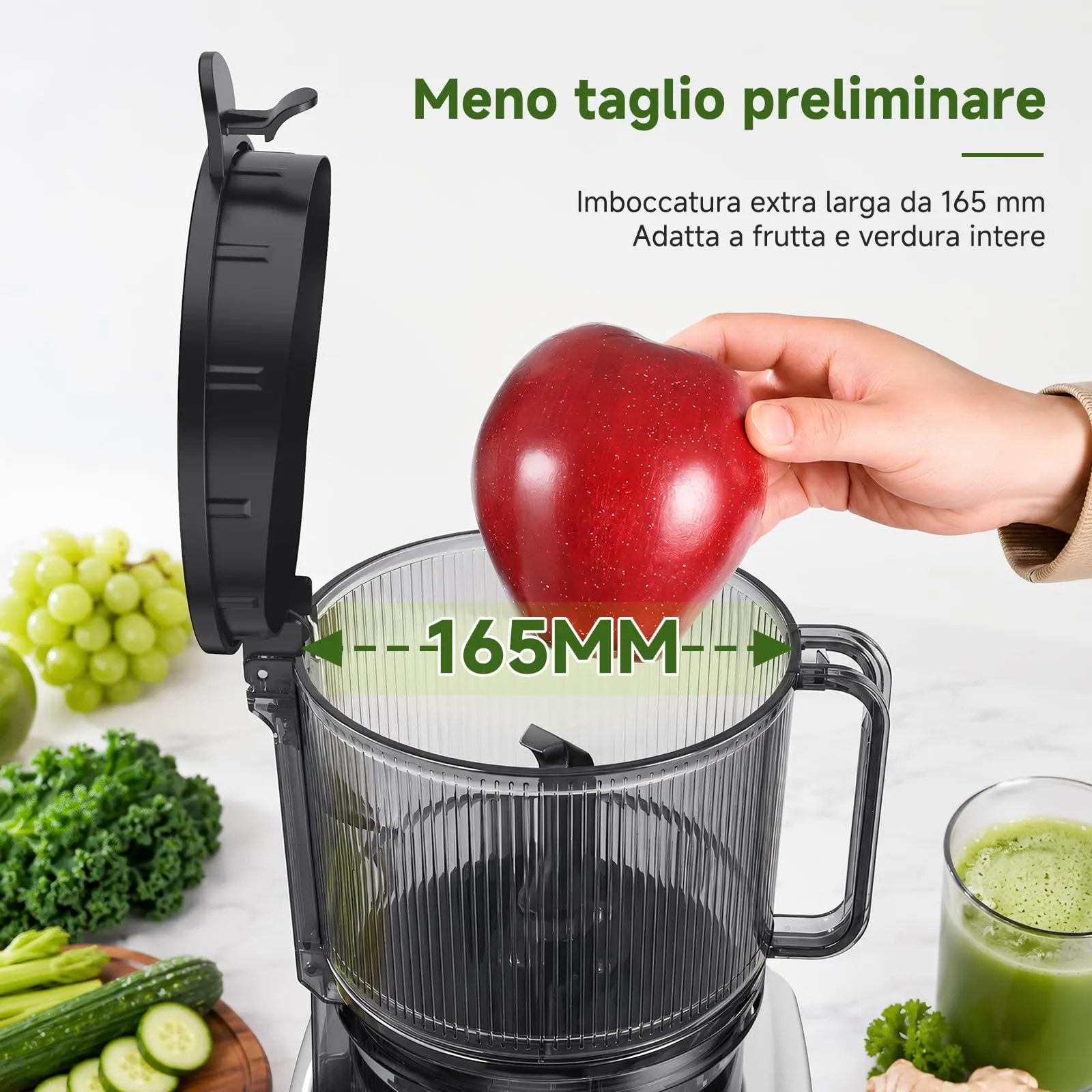 AAOBOSI Estrattore Frutta e Verdura 165MM, Slow Juicer con capacità di 2,5L - immagine 3
