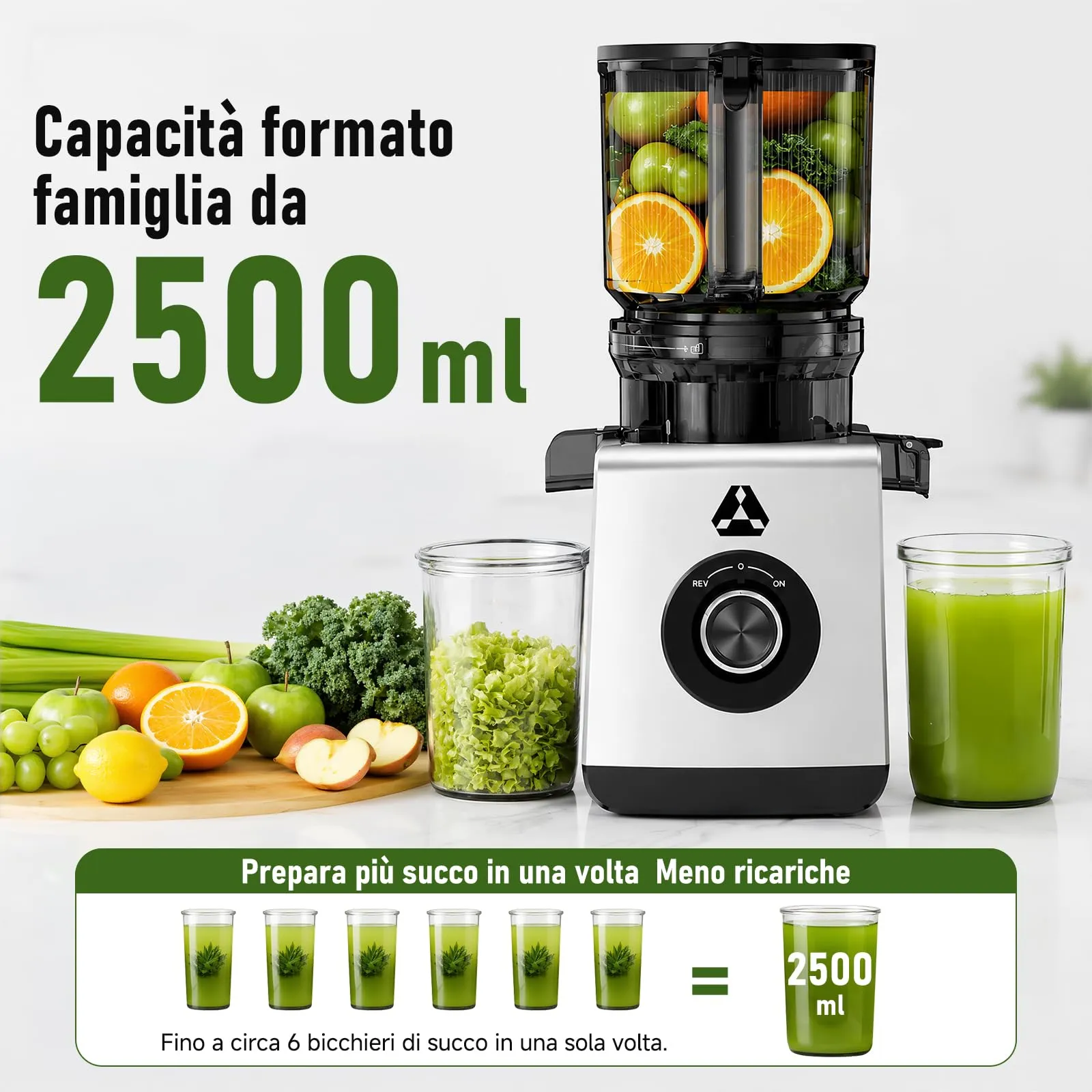 AAOBOSI Estrattore Frutta e Verdura 165MM, Slow Juicer con capacità di 2,5L - immagine 7