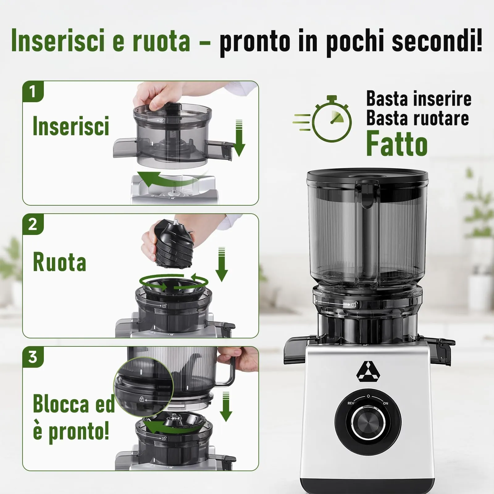 AAOBOSI Estrattore Frutta e Verdura 165MM, Slow Juicer con capacità di 2,5L - immagine 10
