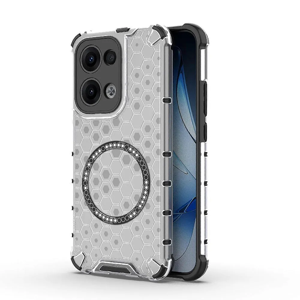 Custodia MagSafe per Oppo Reno13, Techsuit, HoneyComb Shield, Bianca - immagine 1