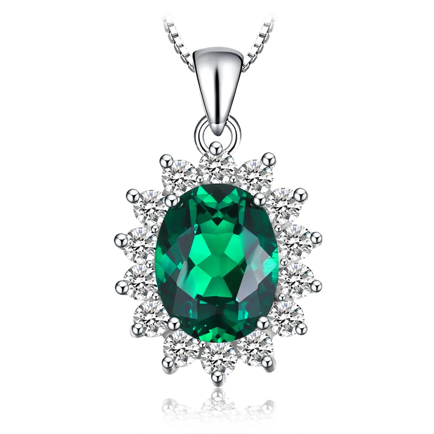 JewelryPalace Principessa Diana William Kate Middleton's 2.5ct Simulato Smeraldo Verde 925 Sterling Argento Pendente Collana 45cm - immagine 1