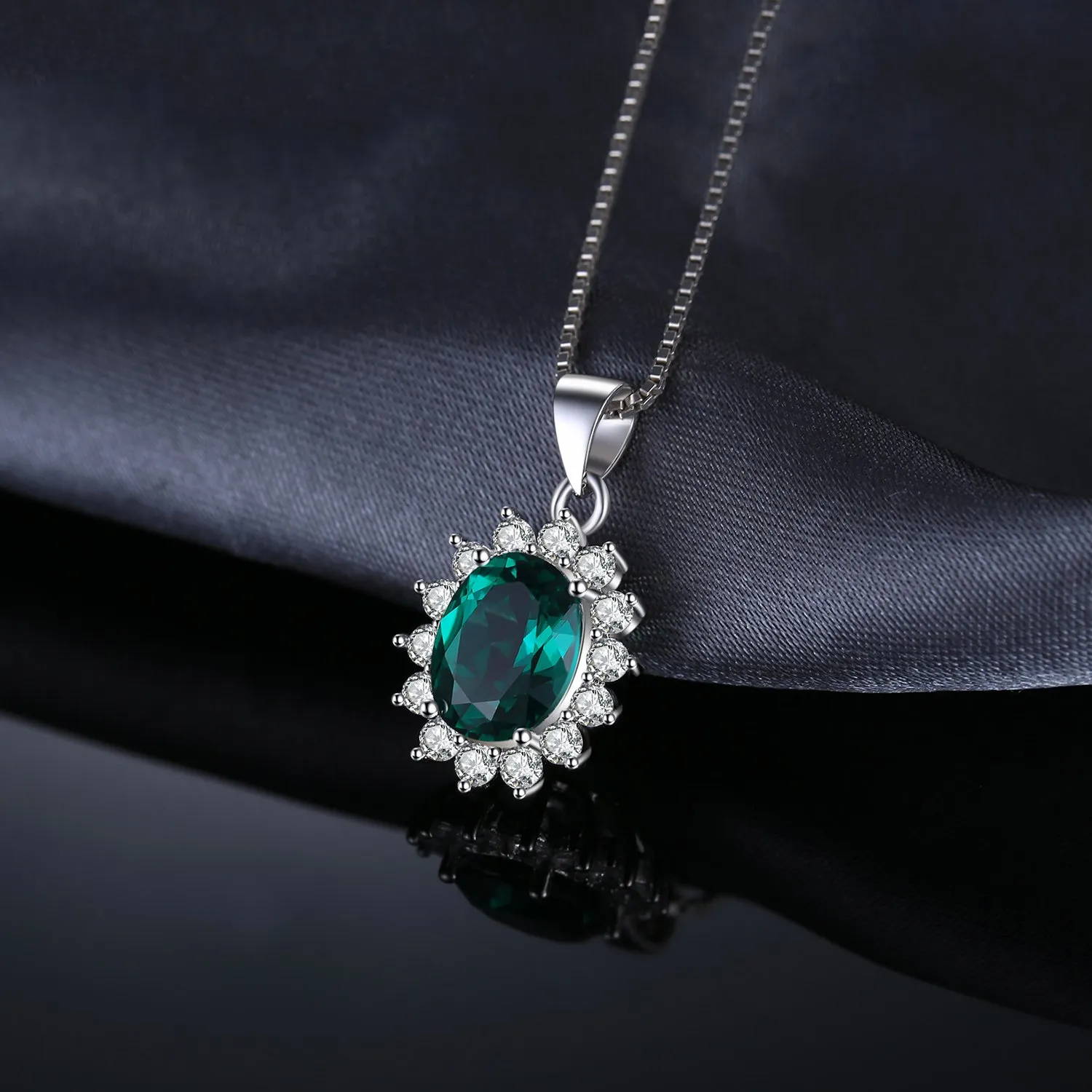 JewelryPalace Principessa Diana William Kate Middleton's 2.5ct Simulato Smeraldo Verde 925 Sterling Argento Pendente Collana 45cm - immagine 5