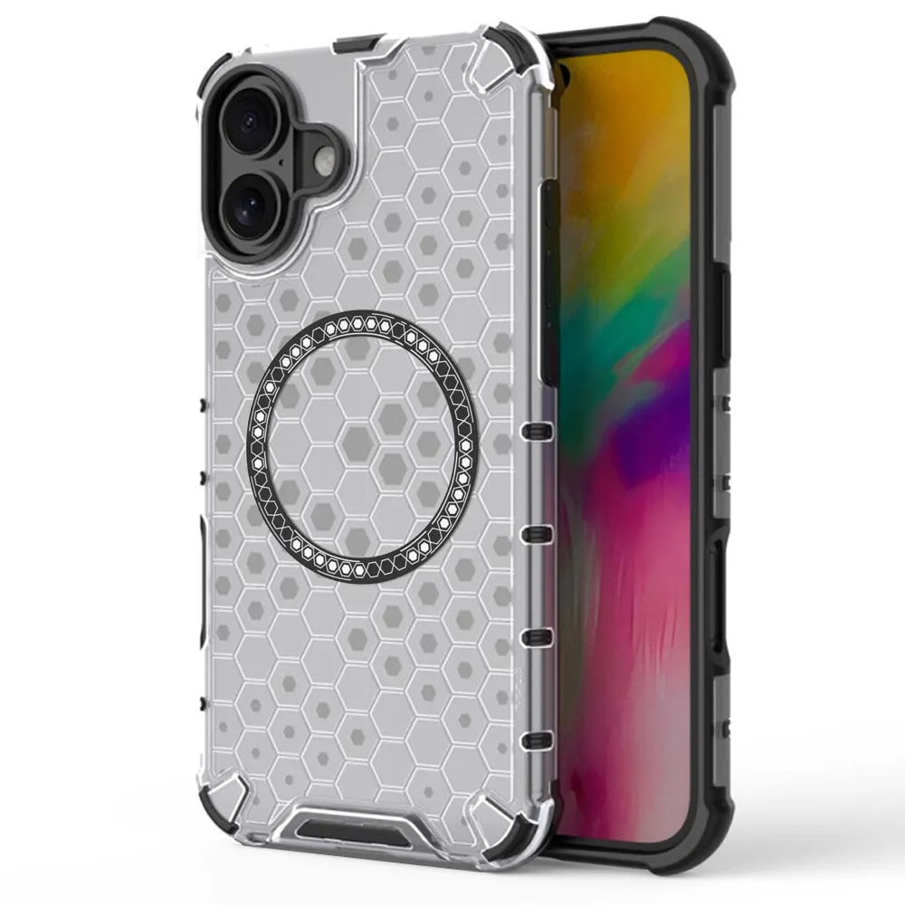 Custodia MagSafe per Apple iPhone 16, Techsuit, HoneyComb Shield, Bianca - immagine 1