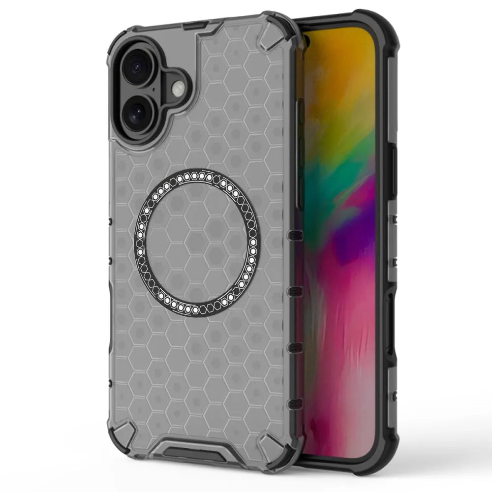 Custodia MagSafe per Apple iPhone 16, Techsuit, HoneyComb Shield, Nera - immagine 1
