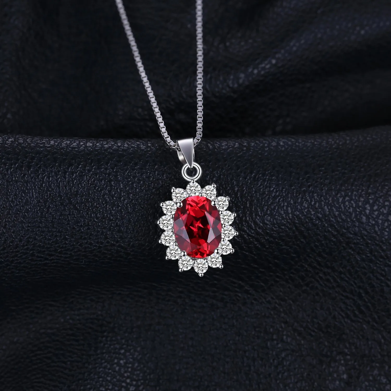 JewelryPalace 2.5ct Collana Donna Kate Middleton Argento 925 con Naturale Granato Rosso, Princess Diana William Collana Ciondolo Pietra Ovale con Catena 45cm, Collane Pendenti Set Gioielli Donna - immagine 3