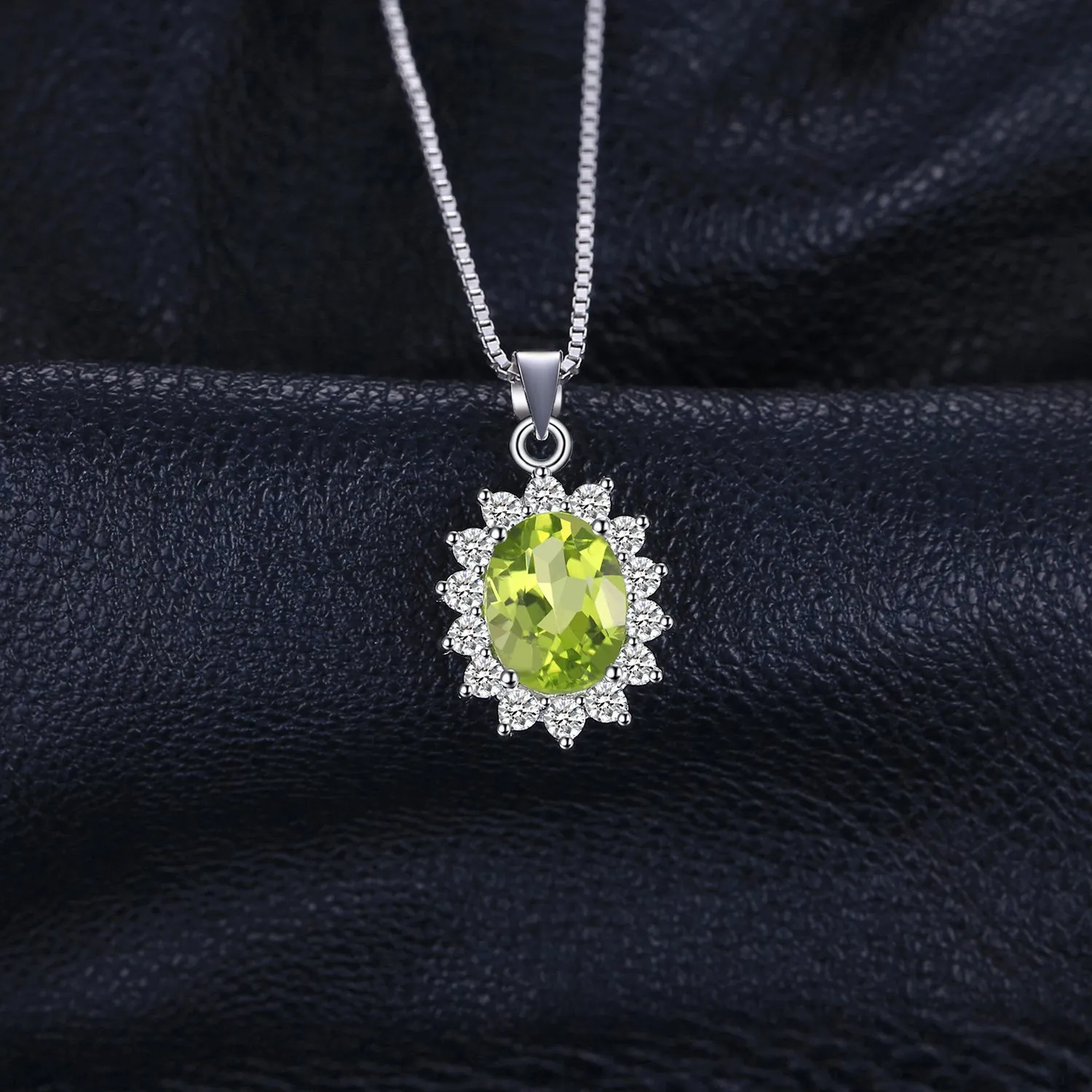 JewelryPalace 2.2ct Collana Donna Kate Middleton Argento 925 con Naturale Peridoto Verde, Princess Diana William Collana Ciondolo Pietra Ovale con Catena 45cm, Collane Pendenti Set Gioielli Donna - immagine 3