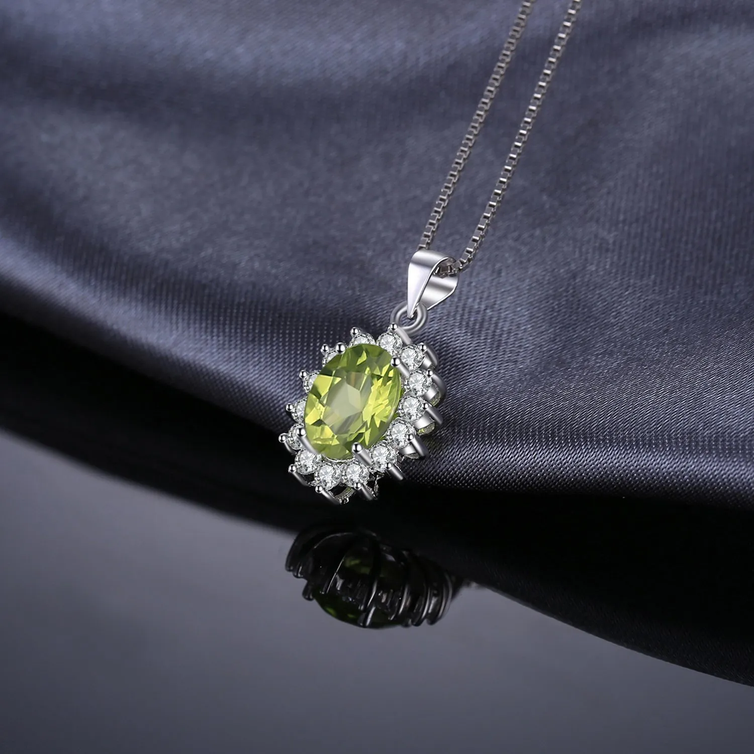 JewelryPalace 2.2ct Collana Donna Kate Middleton Argento 925 con Naturale Peridoto Verde, Princess Diana William Collana Ciondolo Pietra Ovale con Catena 45cm, Collane Pendenti Set Gioielli Donna - immagine 5