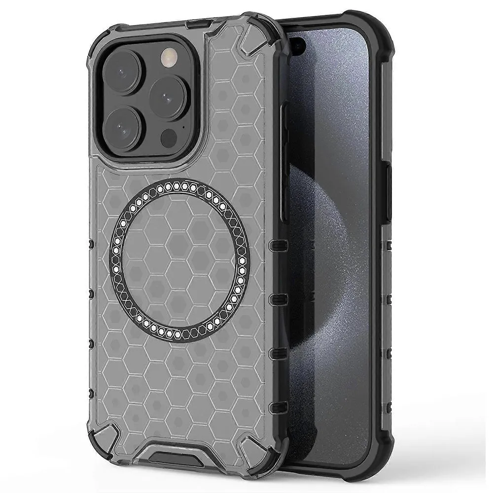 Custodia MagSafe per Apple iPhone 15 Pro Max, Techsuit, HoneyComb Shield, Nera - immagine 1