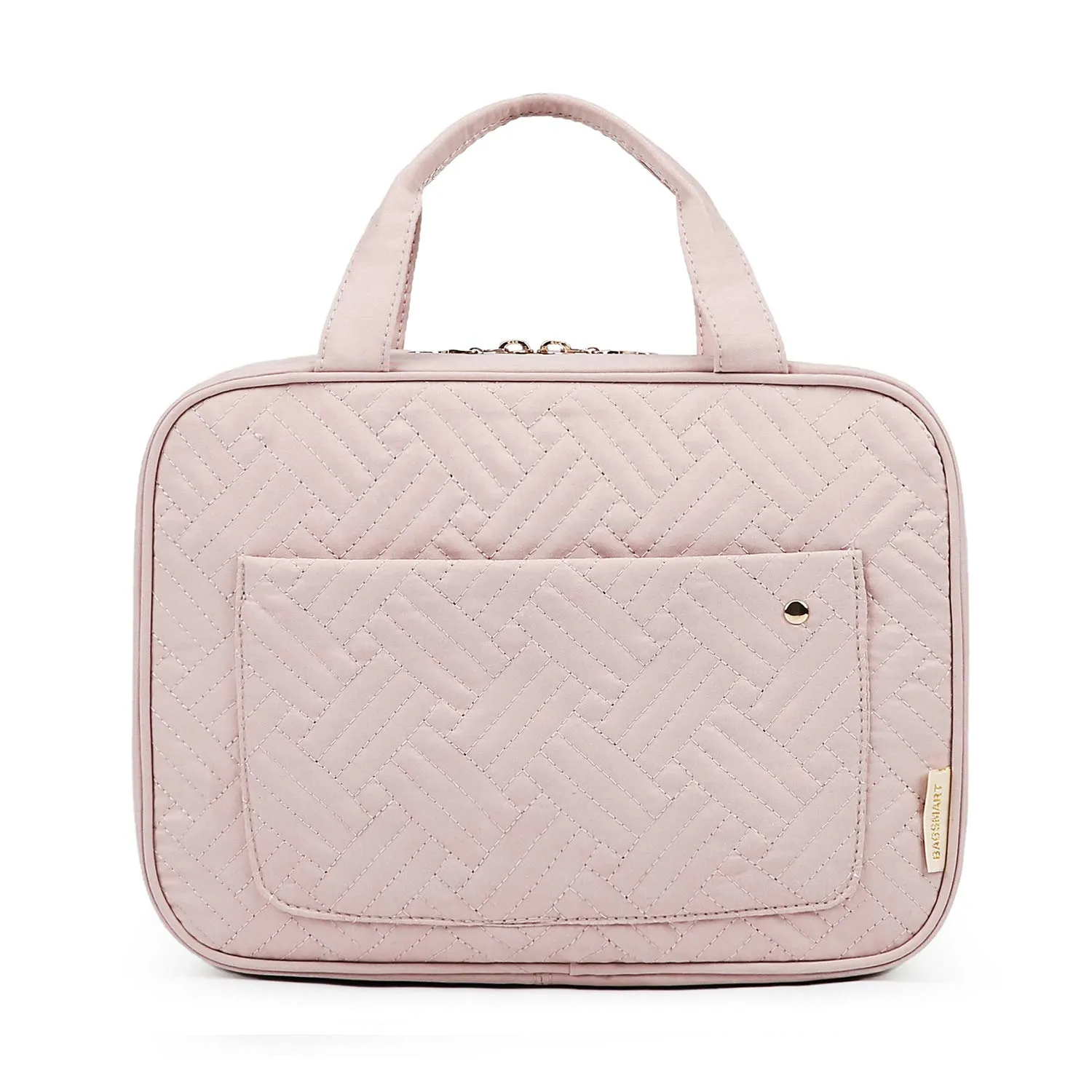BAGSMART Beauty Case da Viaggio Borsa da Toilette per Donna Impermeabile Pochette per Trucchi Donna Appendere Rosa M - immagine 4