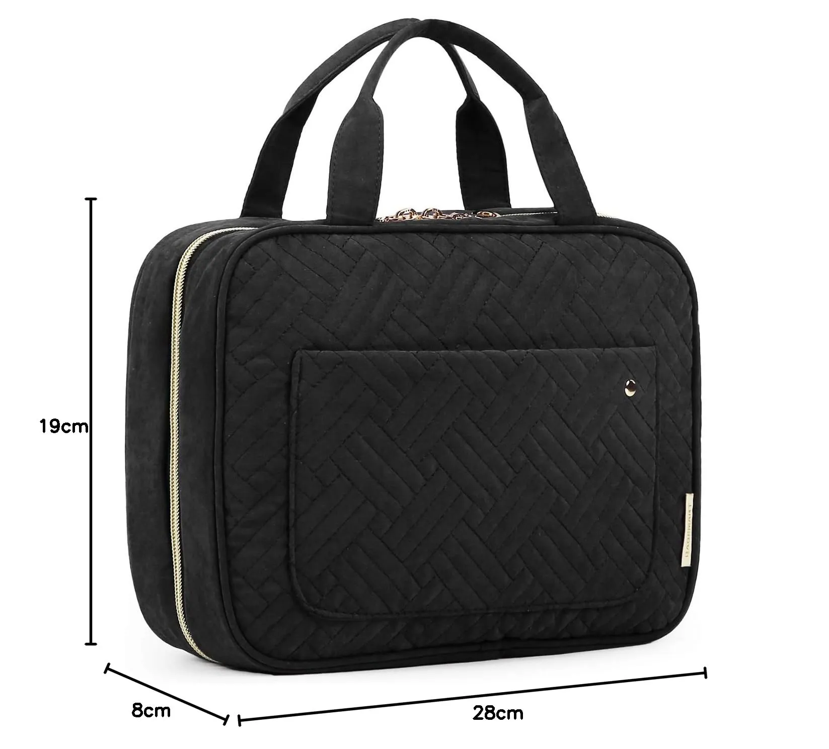 BAGSMART Beauty Case da Viaggio Borsa da Toilette per Donna Impermeabile Pochette per Trucchi Donna Appendere Nero M - immagine 8
