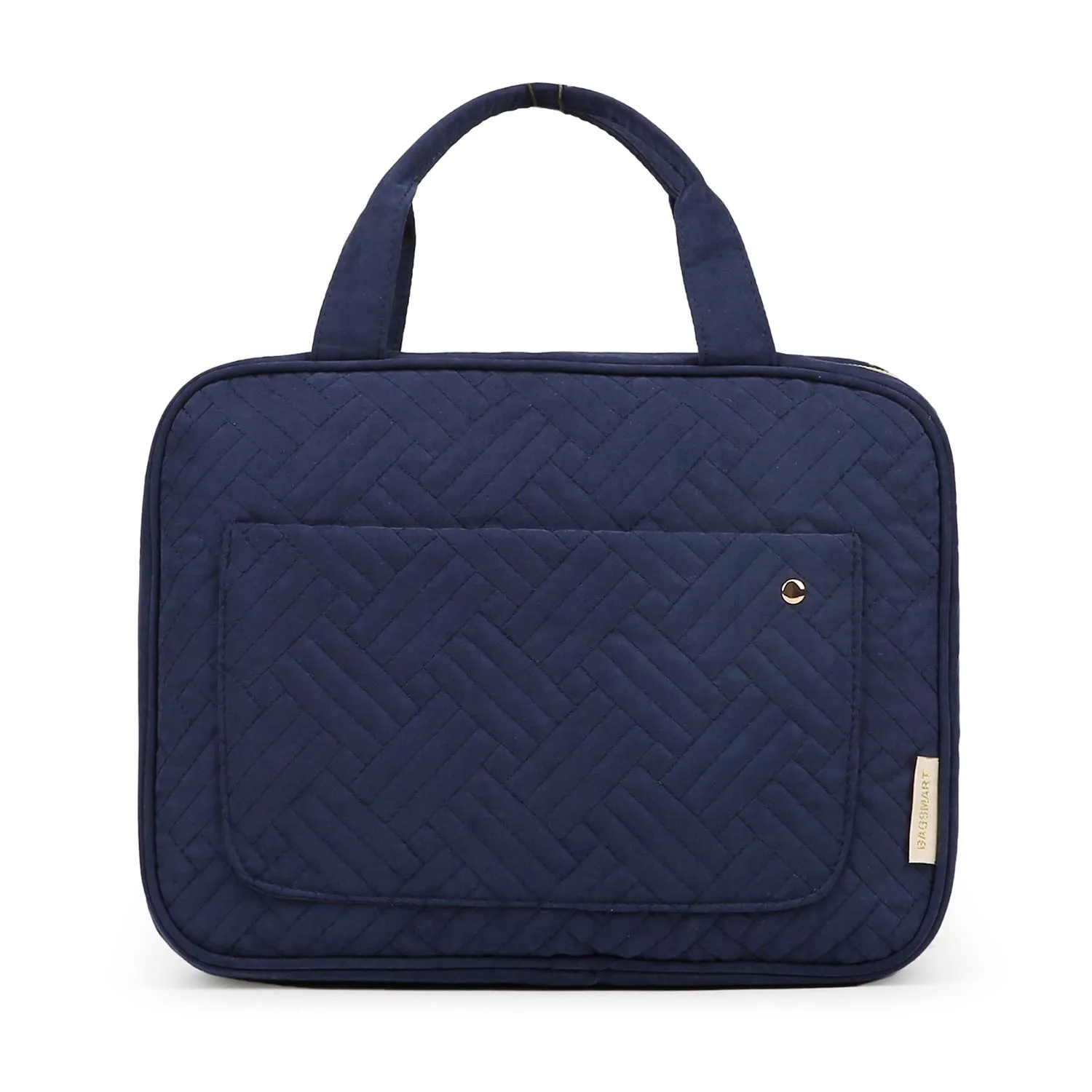 BAGSMART Beauty Case da Viaggio Borsa da Toilette per Donna Impermeabile Pochette per Trucchi Donna Appendere Blu scuro M - immagine 4