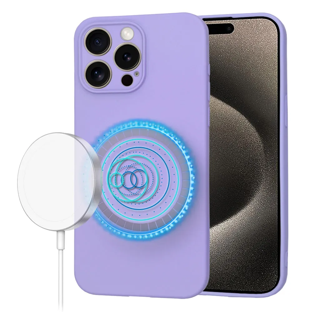 Custodia MagSafe per Apple iPhone 15 Pro Max, Techsuit, SoftFlex, Viola Chiaro - immagine 1