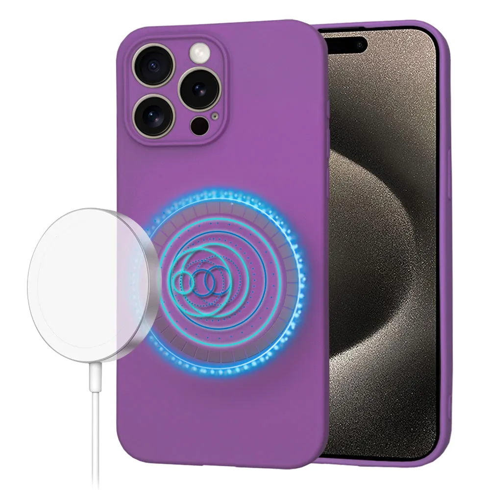 Custodia MagSafe per Apple iPhone 15 Pro Max, Techsuit, SoftFlex, Viola - immagine 1