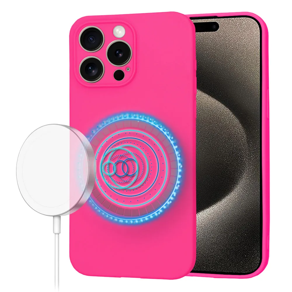 Custodia MagSafe per Apple iPhone 15 Pro Max, Techsuit, SoftFlex, Rosa Scuro - immagine 1