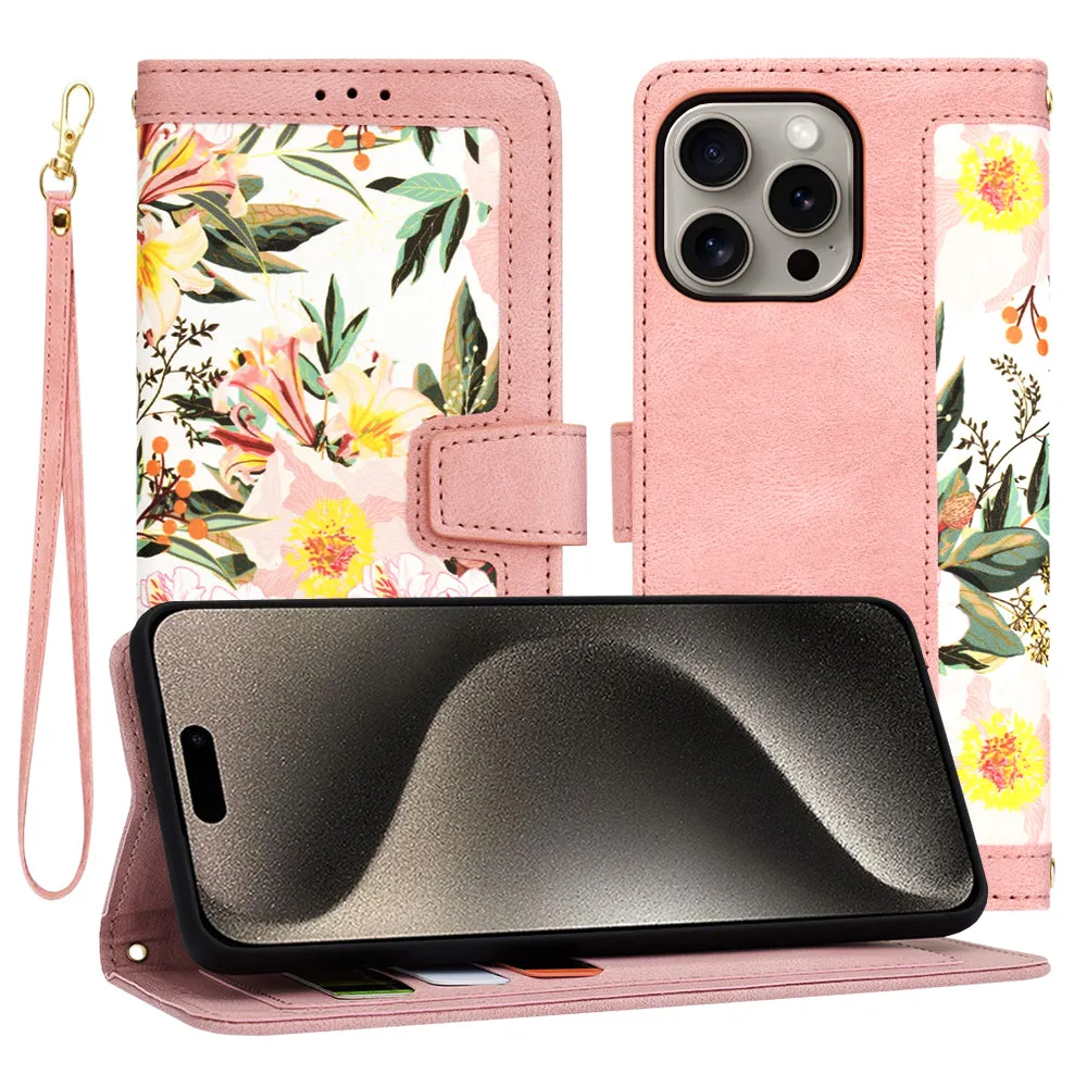 Custodia per Apple iPhone 15 Pro Max, Techsuit, FlipCraft, Rosa - immagine 1