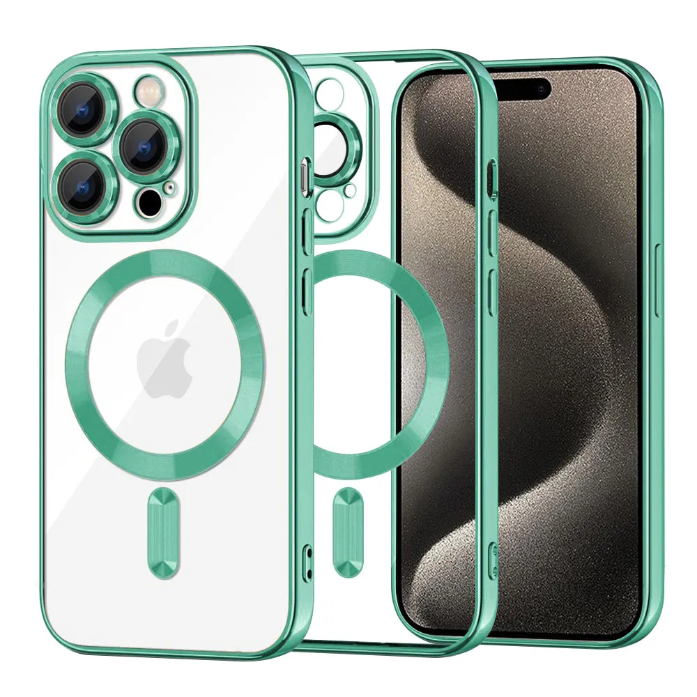 Custodia MagSafe per Apple iPhone 15 Pro Max, Techsuit, Luxury Crystal, Verde Chiaro - immagine 1
