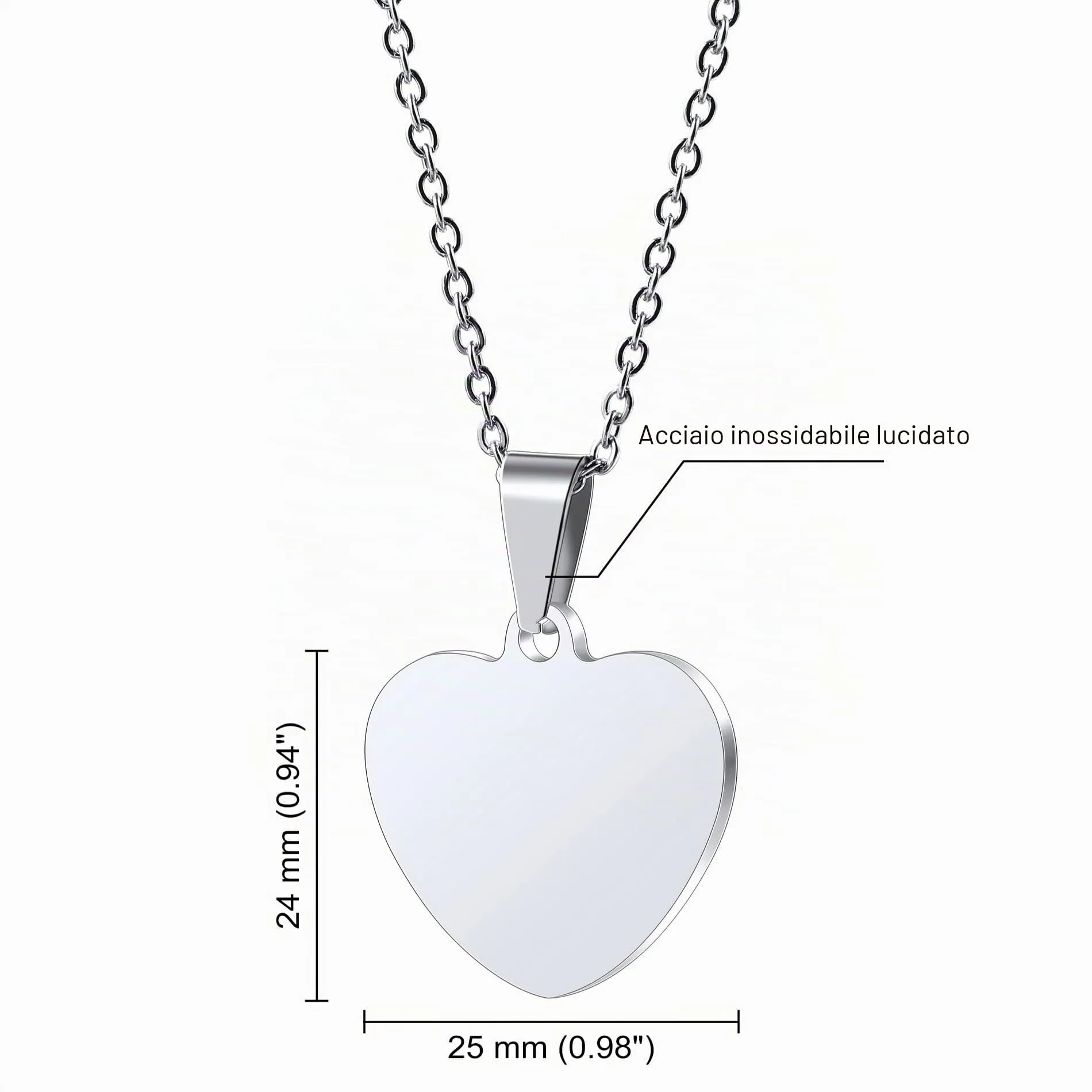 OTXIXTO Ciondolo Cuore Personalizzato per Donne Incisione Nome/Testo/Data Collana con Immagine in Bianco e Nero per Coppie dell'Acciaio Inossidabile Amanti Gioielli Regali Damigella D'onore(Argento 25 - immagine 4