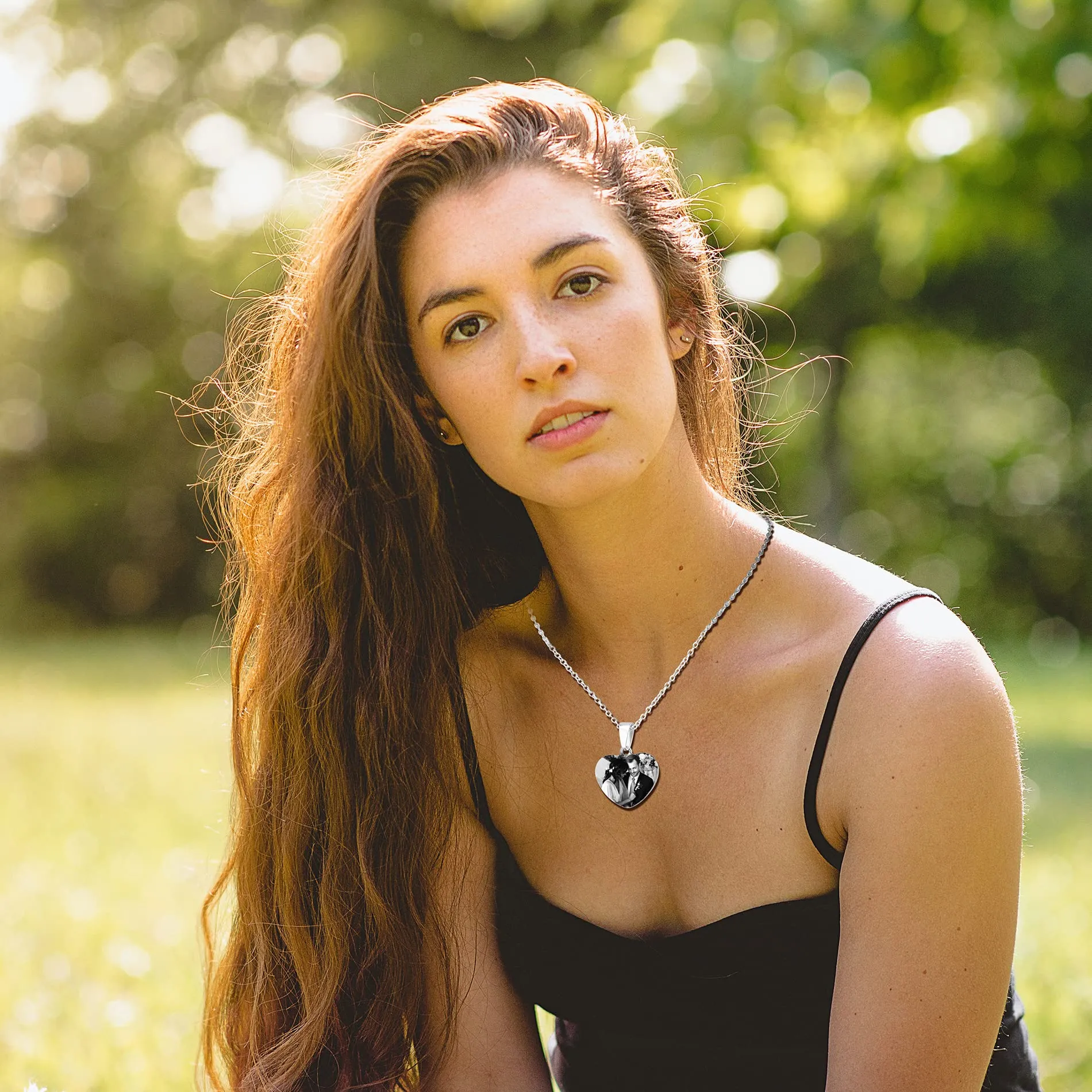 OTXIXTO Ciondolo Cuore Personalizzato per Donne Incisione Nome/Testo/Data Collana con Immagine in Bianco e Nero per Coppie dell'Acciaio Inossidabile Amanti Gioielli Regali Damigella D'onore(Argento 25 - immagine 5