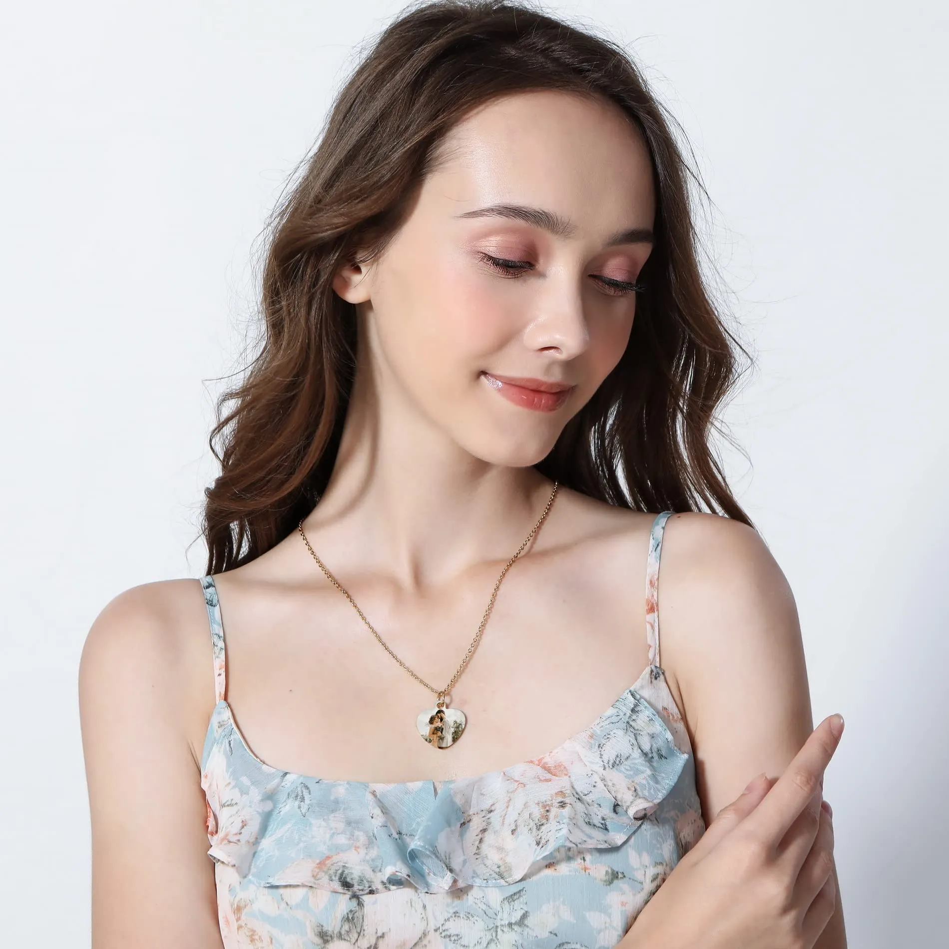 OTXIXTO Ciondolo Cuore Personalizzato per Donne Incisione Nome/Testo/Data Collana con Foto a Colori per Coppie dell'Acciaio Inossidabile Amanti Gioielli Regali per Damigella d'Onore(Oro 25 - immagine 2
