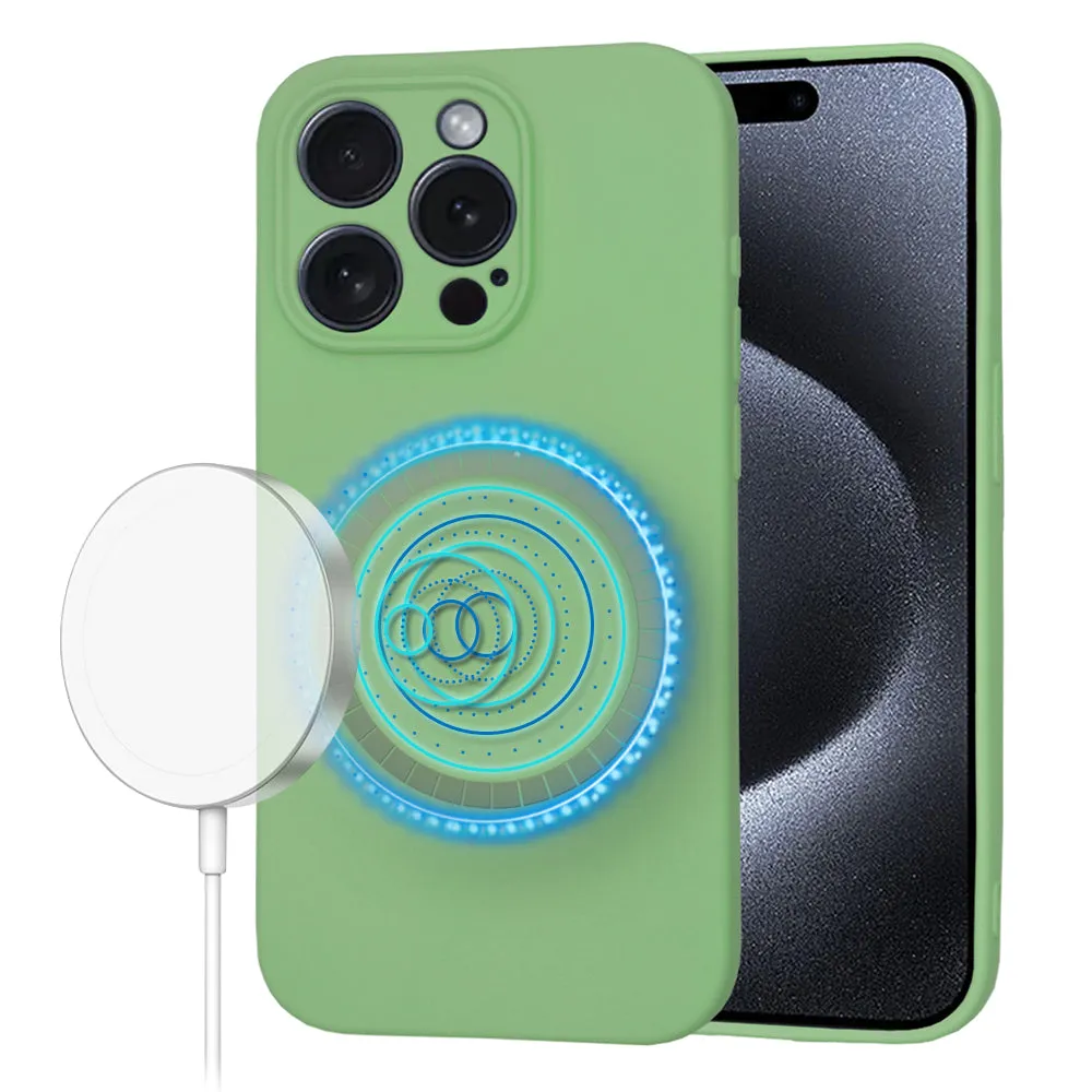 Custodia MagSafe per Apple iPhone 15 Pro, Techsuit, SoftFlex, Verde Chiaro - immagine 1