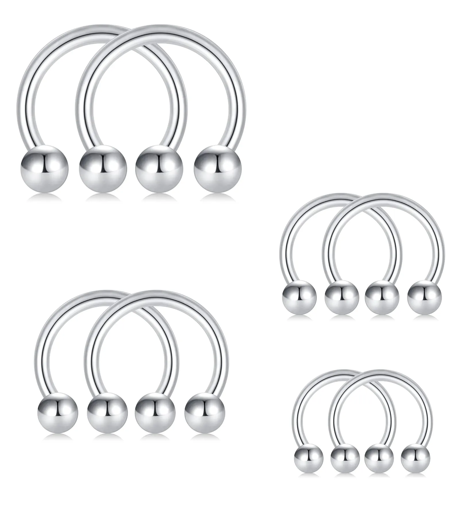 Rajnard 16G Septum Piercing Anelli Septum Labbro Acciaio Chirurgico Tragus Helix Piercing Naso Anelli 6/8/10/12mm con 8Pz Palline - immagine 1