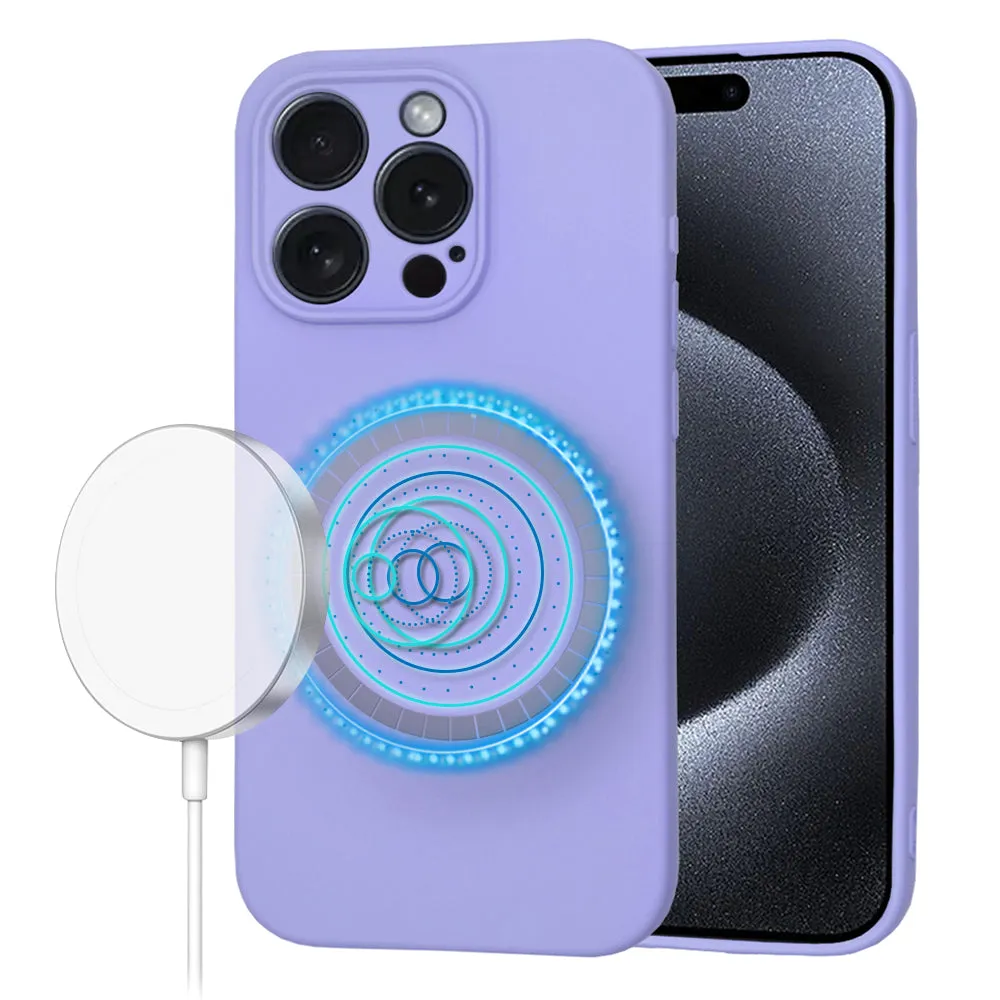 Custodia MagSafe per Apple iPhone 15 Pro, Techsuit, SoftFlex, Viola Chiaro - immagine 1