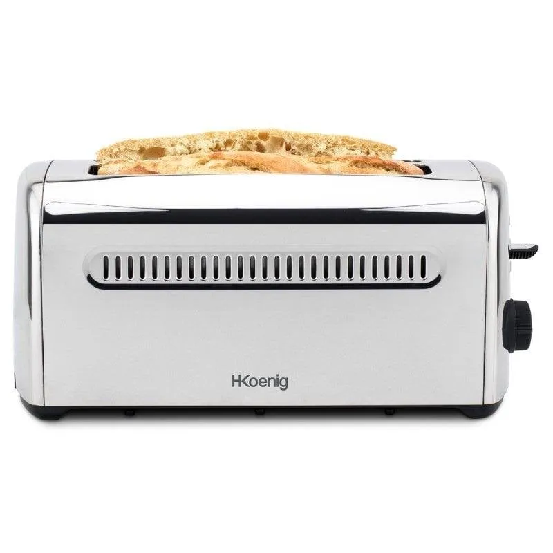 Tostapane vintage HKoenig TOAS32 2 fessure lunghe e larghe 1500 W 7 livelli Scongelamento Riscaldamento Nero/Inox - immagine 1