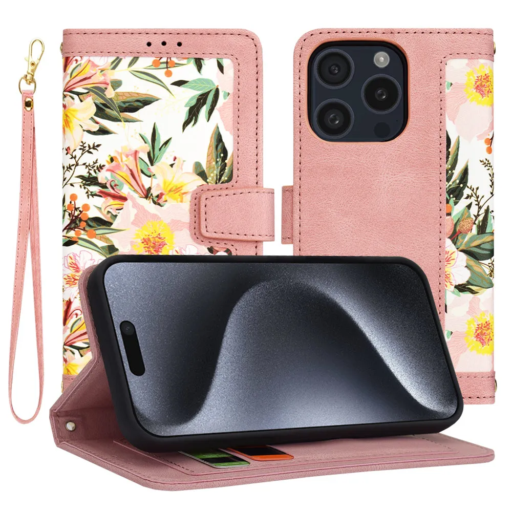 Custodia per Apple iPhone 15 Pro, Techsuit, FlipCraft, Rosa - immagine 1