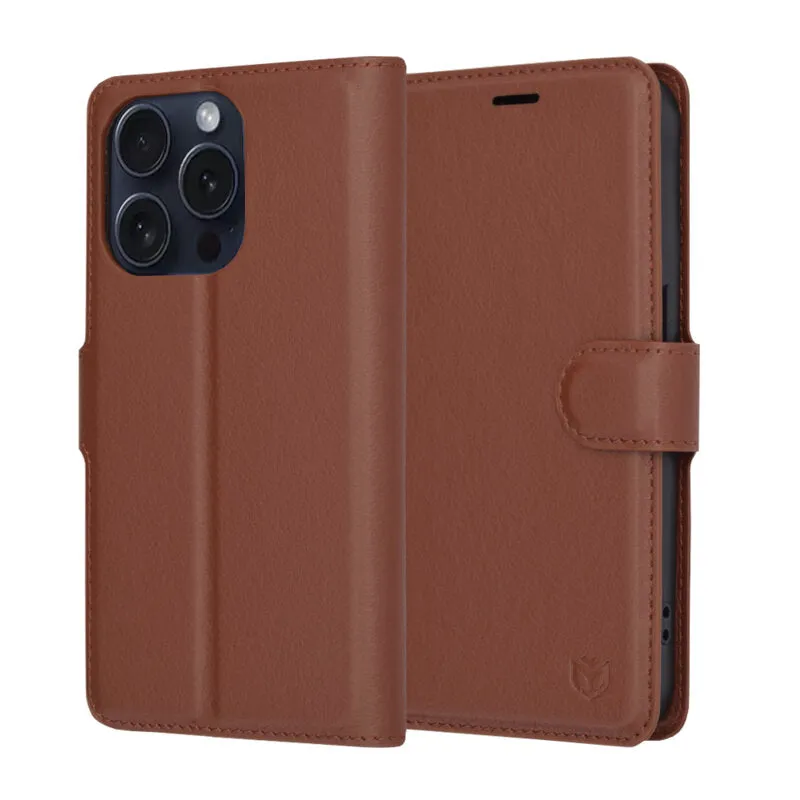 Custodia per Apple iPhone 15 Pro, Techsuit, Leather Folio, Marrone - immagine 1