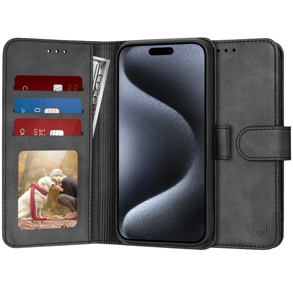 Custodia per Apple iPhone 15 Pro, Techsuit, Diary Book, Nera - immagine 1