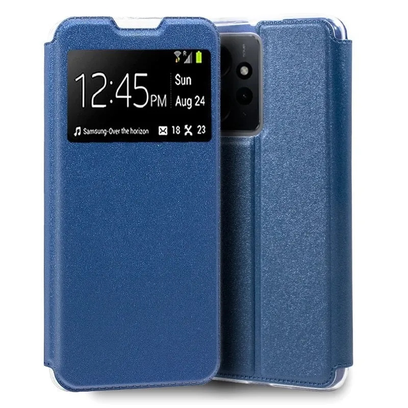 Custodia Flip Cover blu tinta unita per Xiaomi Redmi Note 12 - immagine 1