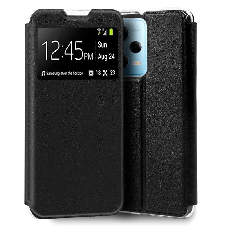 Custodia Flip Cover liscia nera fresca per Xiaomi Redmi Note 12 Pro 5G - immagine 1