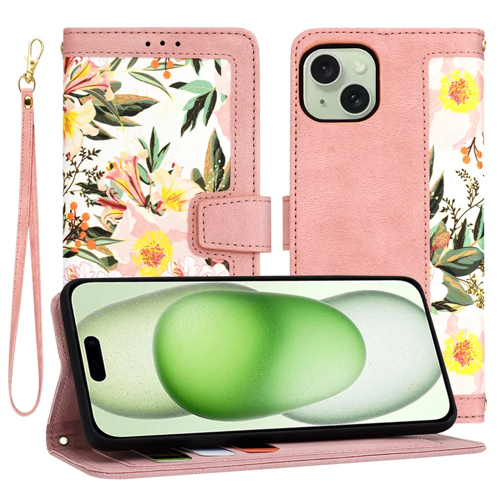 Custodia per Apple iPhone 15 Plus, Techsuit, FlipCraft, Rosa - immagine 1