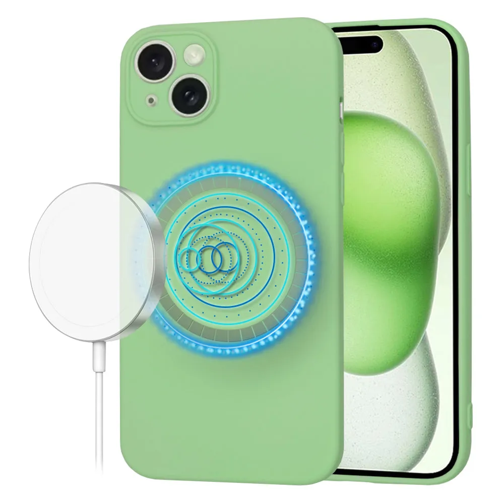Custodia MagSafe per Apple iPhone 15 Plus, Techsuit, SoftFlex, Verde Chiaro - immagine 1