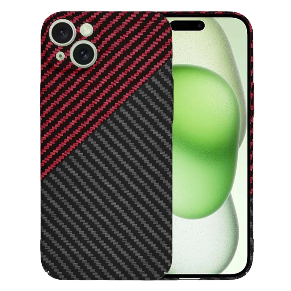 Custodia per Apple iPhone 15 Plus, Techsuit, Carbonite FiberShell, Nero Rosso - immagine 1