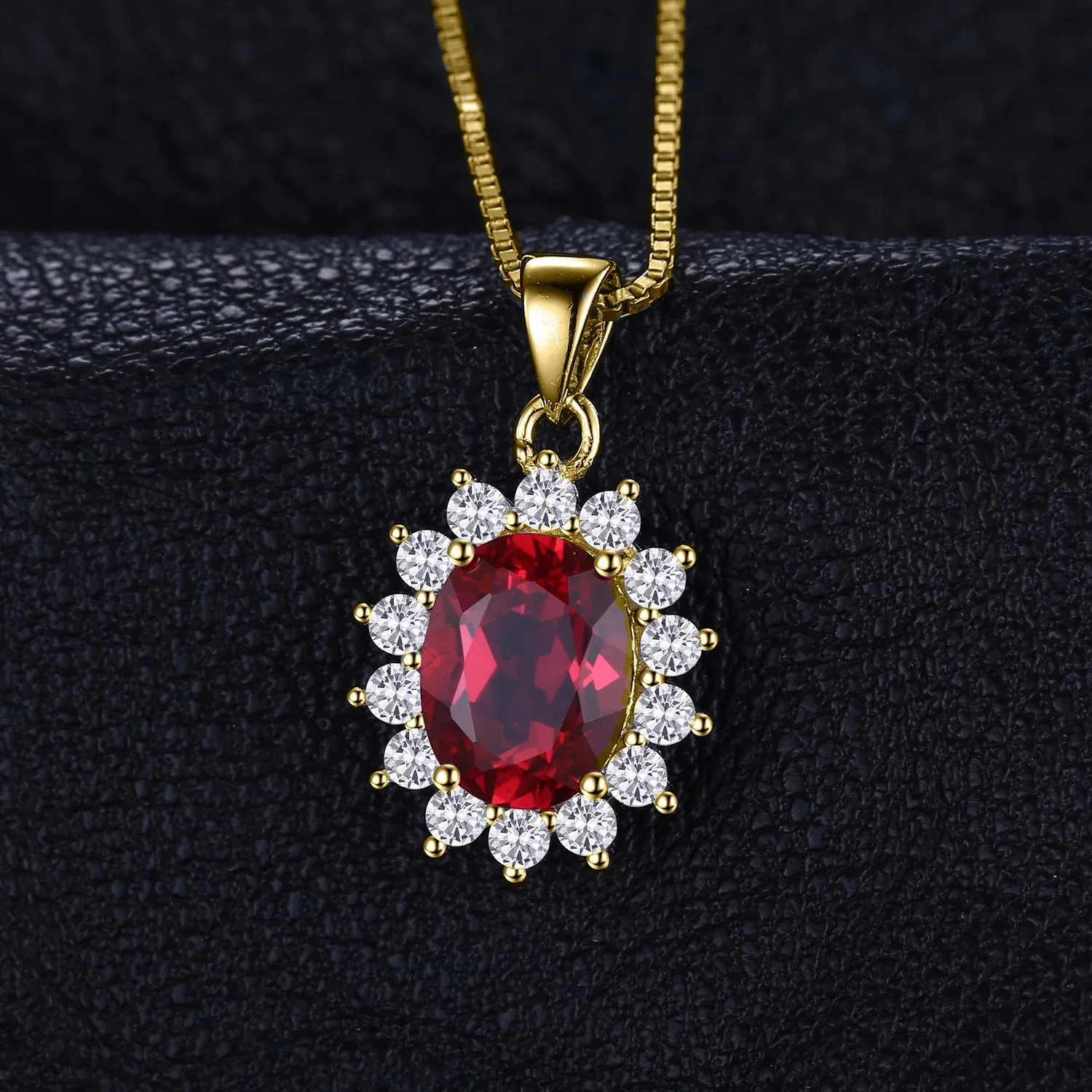 JewelryPalace 3.2ct Collana Donna Kate Middleton Argento 925 con Creato Rubino Rosso, Princess Diana William Collana Ciondolo Pietra Ovale con Catena 45cm, Collane Pendenti in Oro Set Gioielli Donna - immagine 3