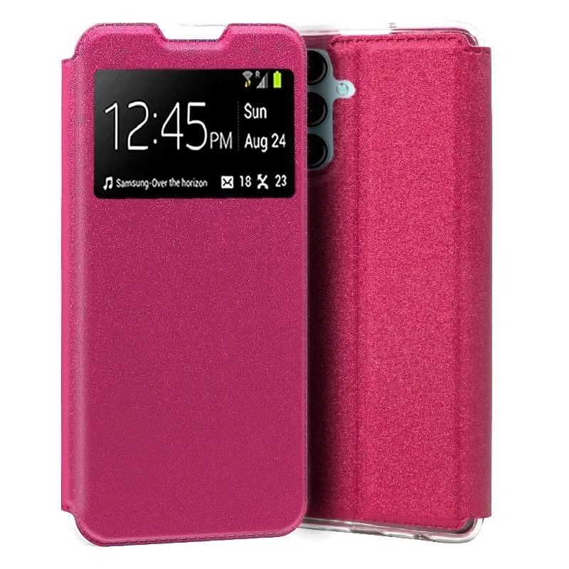 Custodia Flip Cover rosa tinta unita per Samsung A145 Galaxy A14 / A14 5G - immagine 1