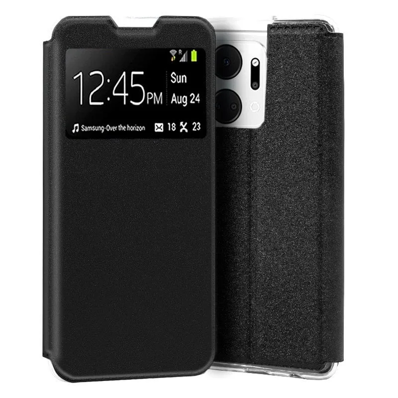 Custodia Flip Cover liscia nera per Huawei Honor X7A - immagine 1