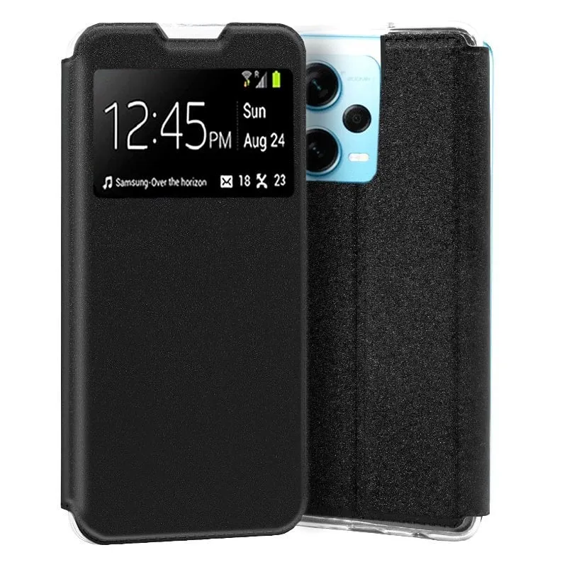 Custodia Flip Cover liscia nera fresca per Xiaomi Redmi Note 12 Pro Plus 5G - immagine 1