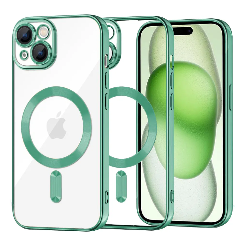 Custodia MagSafe per Apple iPhone 15 Plus, Techsuit, Luxury Crystal, Verde Chiaro - immagine 1