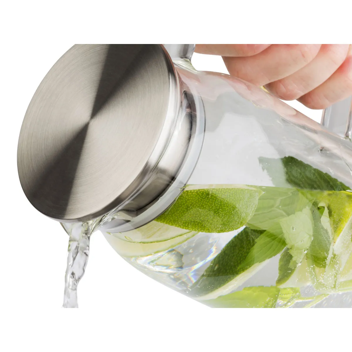 APS Caraffa in vetro, 1,5 litri; 1500 ml, 10x14x10x26 cm (LxLxØxH); acciaio inox/trasparente; rotonda - immagine 1