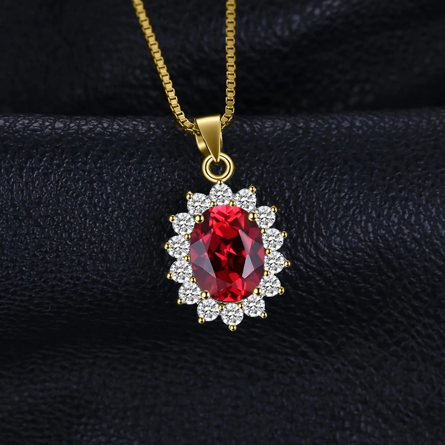 JewelryPalace 2.5ct Collana Donna Kate Middleton Argento 925 con Naturale Granato Rosso, Princess Diana William Collana Ciondolo Pietra Ovale con Catena 45cm, Collane Pendenti Oro Set Gioielli Donna - immagine 2