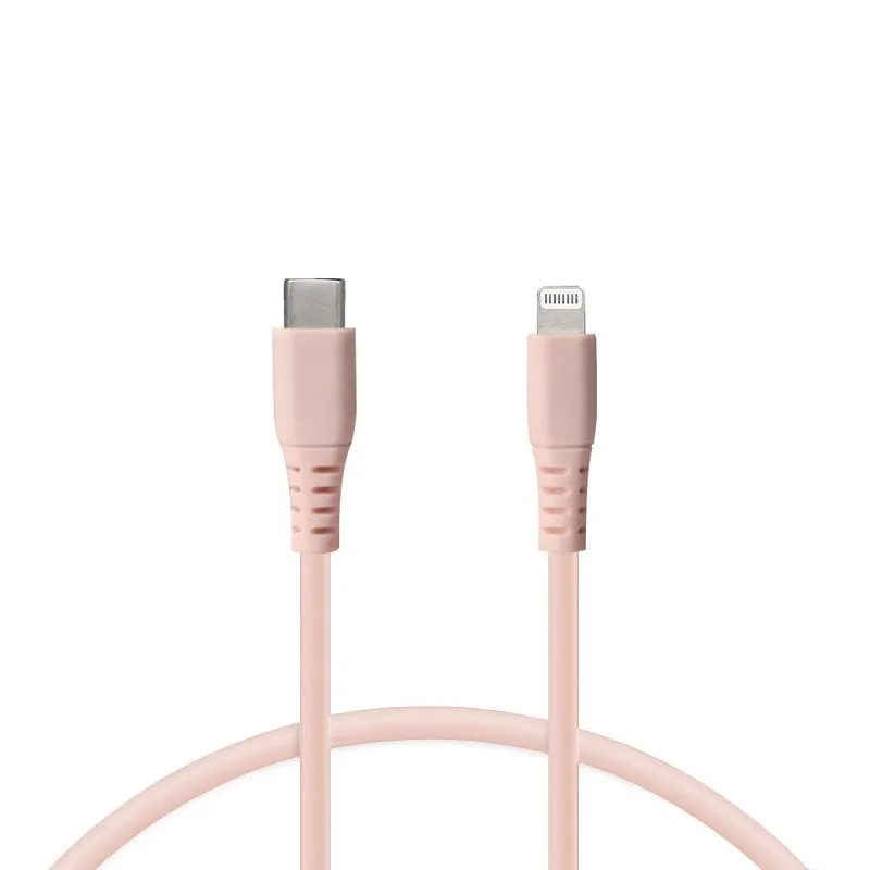 Cavo di ricarica ultra veloce Ksix da Lightning a USB-C 65 W 1 m Rosa - immagine 1