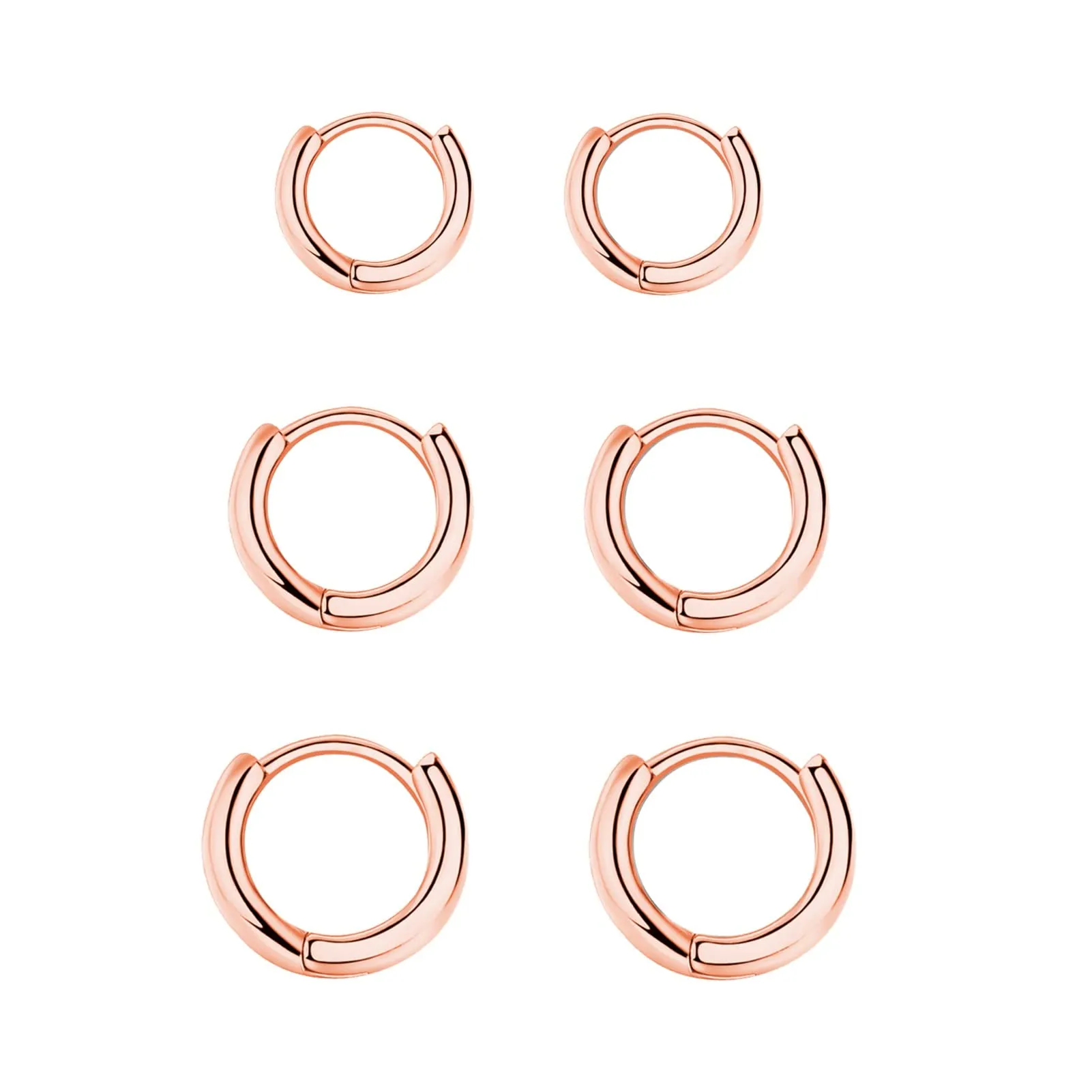 3 Paia Orecchini Cerchio Argento 925 per Donna, Set Piccoli Oro Rosa e Oro, per Uomo, Donne, Ragazze - Labbro, Trago, Cartilagine 8mm 10mm 12mm - immagine 1