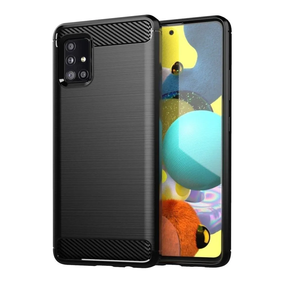 Custodia per Samsung Galaxy A71 A715, OEM, Carbonio, Nera - immagine 1